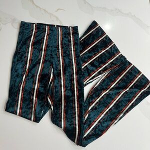 TOPSHOP velvet striped bell bottoms US 4/S